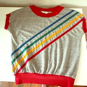 70s vintage rainbow crop jersey shirt